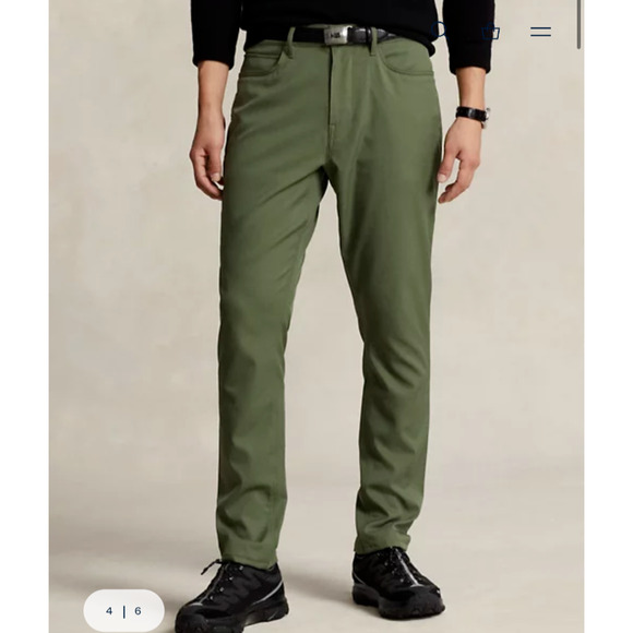 NEW Polo Ralph Lauren Mens Slim Fit Performance Chino Pants Green Stretch 32/32 - Picture 3 of 7